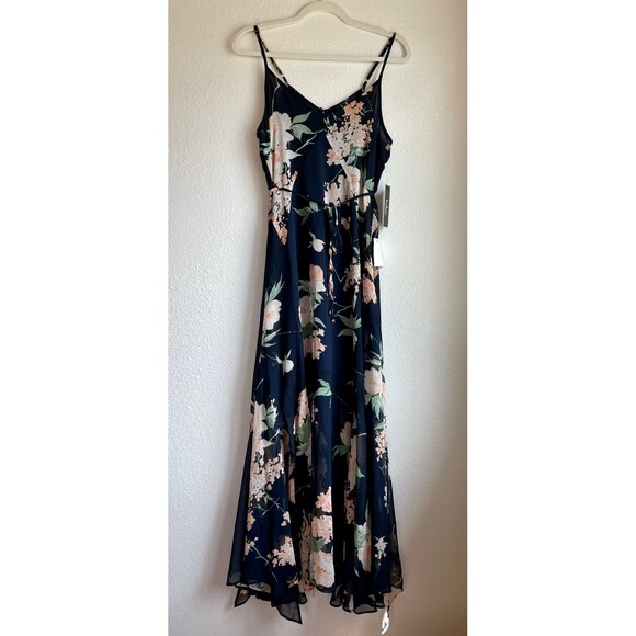 NWT Lulus Feeling Freesia Navy Blue Floral Print Strappy V-Neck Maxi Dress S - Picture 7 of 16